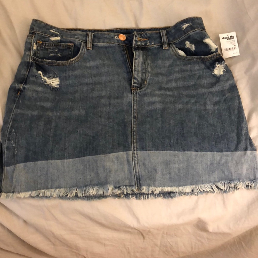 Brand new jean skirt! 2 shades of jean on it!